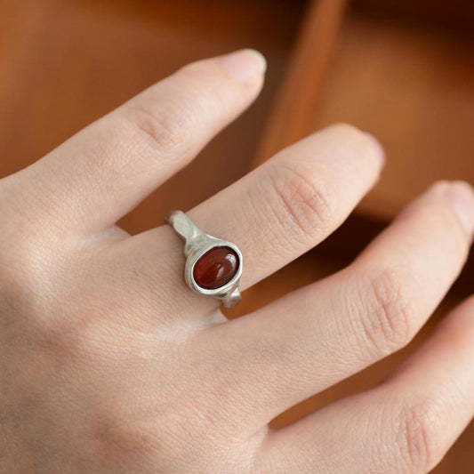 Eternal Embrace Red Agate Rings