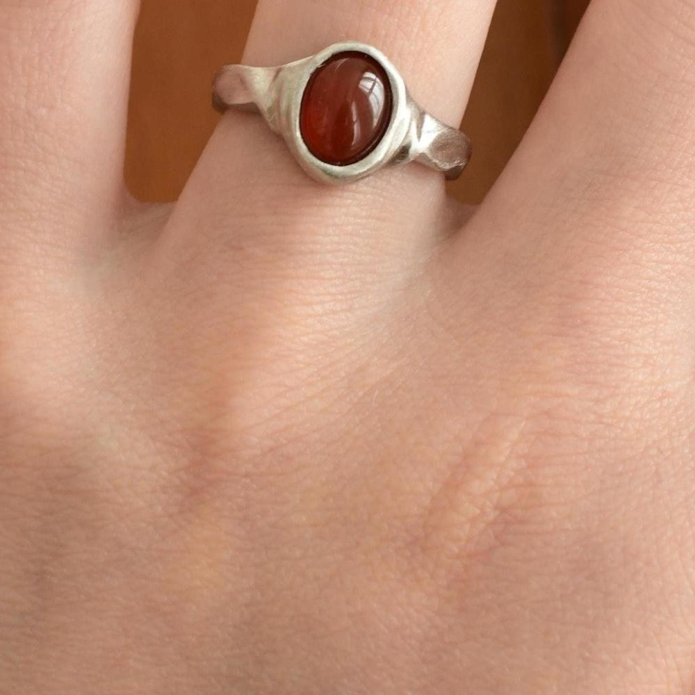 Eternal Embrace Red Agate Silver Rings