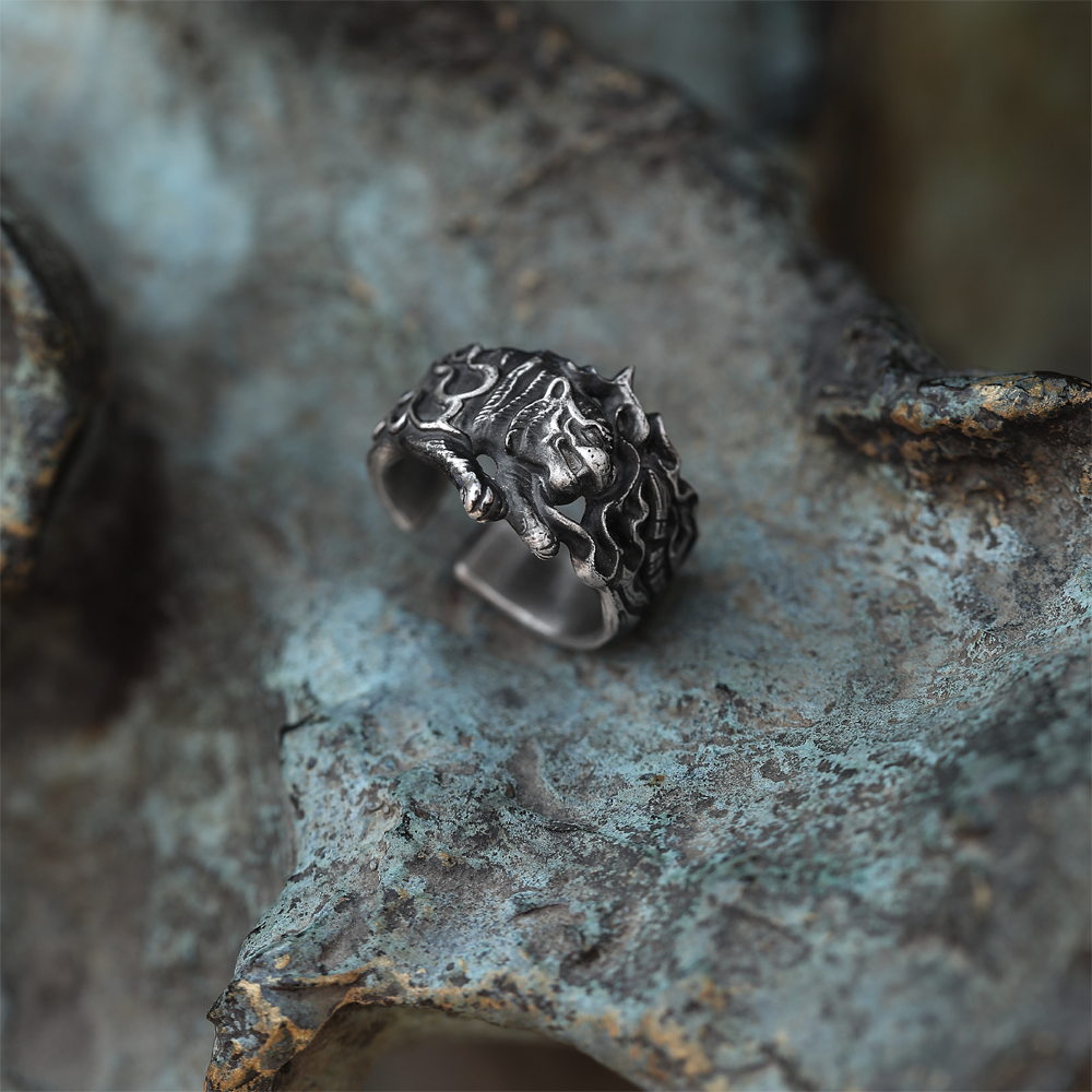 Sterling Silver Tiger Ring with Protective Energy for Strength and Courage