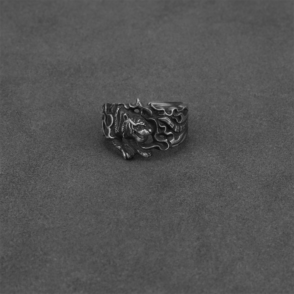 Sterling Silver Tiger Ring with Protective Energy for Strength and Courage