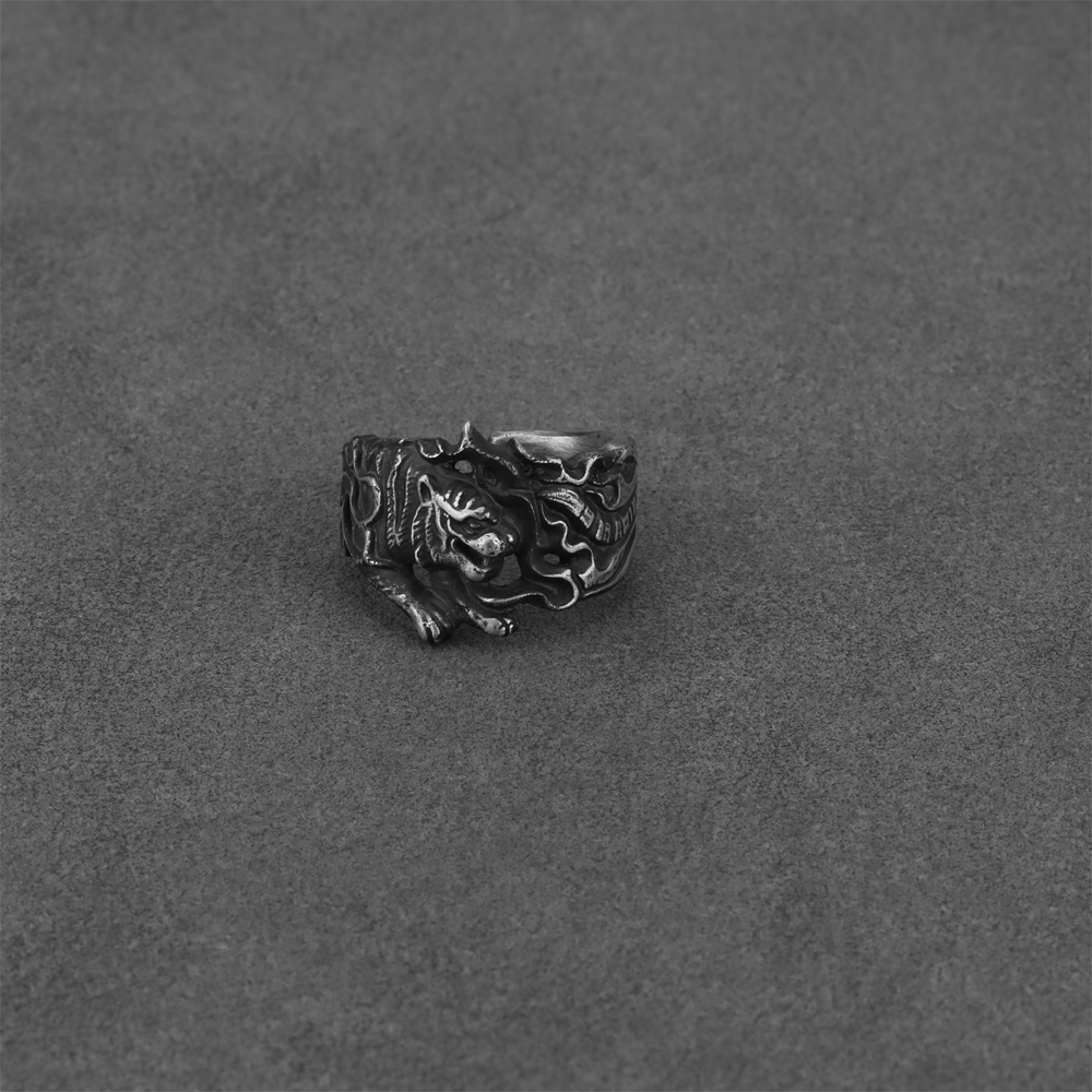 Sterling Silver Tiger Ring with Protective Energy for Strength and Courage