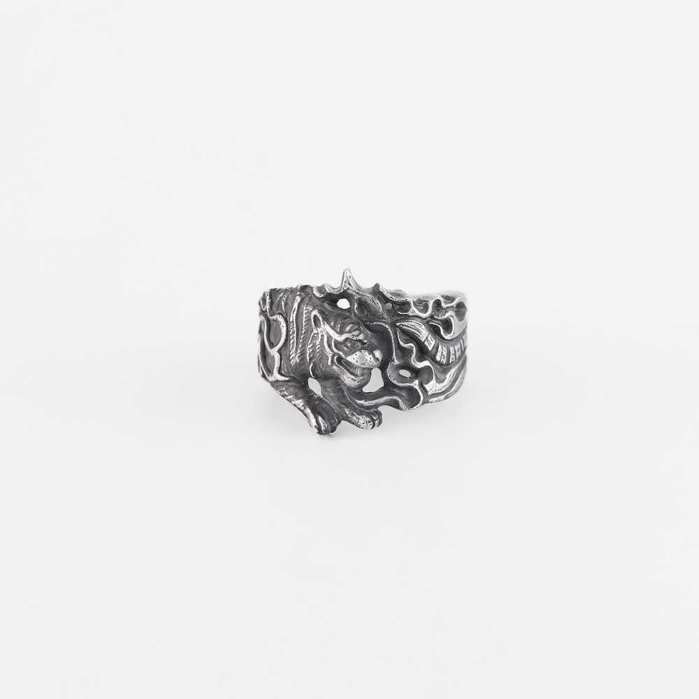 Sterling Silver Tiger Ring with Protective Energy for Strength and Courage