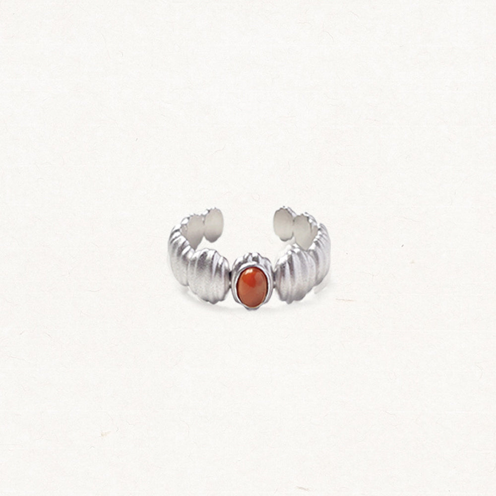 Eternal Love Spiral Red Agate Ear Cuff Gold-Plated Copper Design Ring