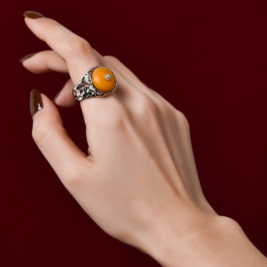 Amber Wealth Guardian Ring Sterling Silver