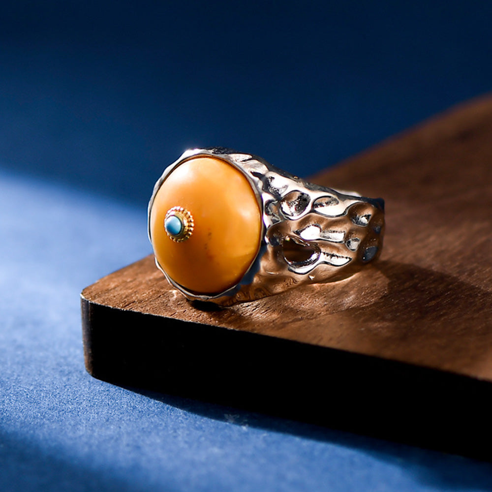 Amber Wealth Guardian Ring Sterling Silver