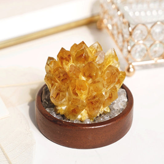 Kailash Energy Accurate Wealth Citrine Crystal Decoration with Walnut and Rosewood Base