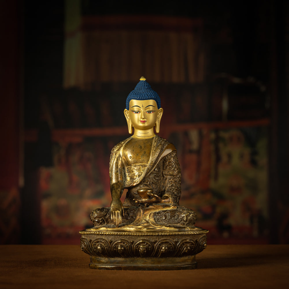 Antique Bronze Shakyamuni Buddha Statue - Timeless Serenity