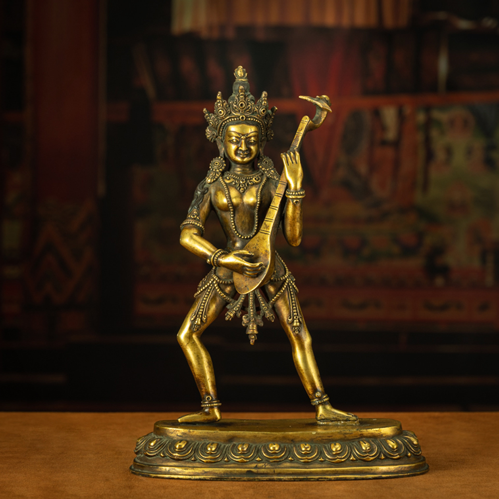 Protective Energy Copper Saraswati Buddha Statue