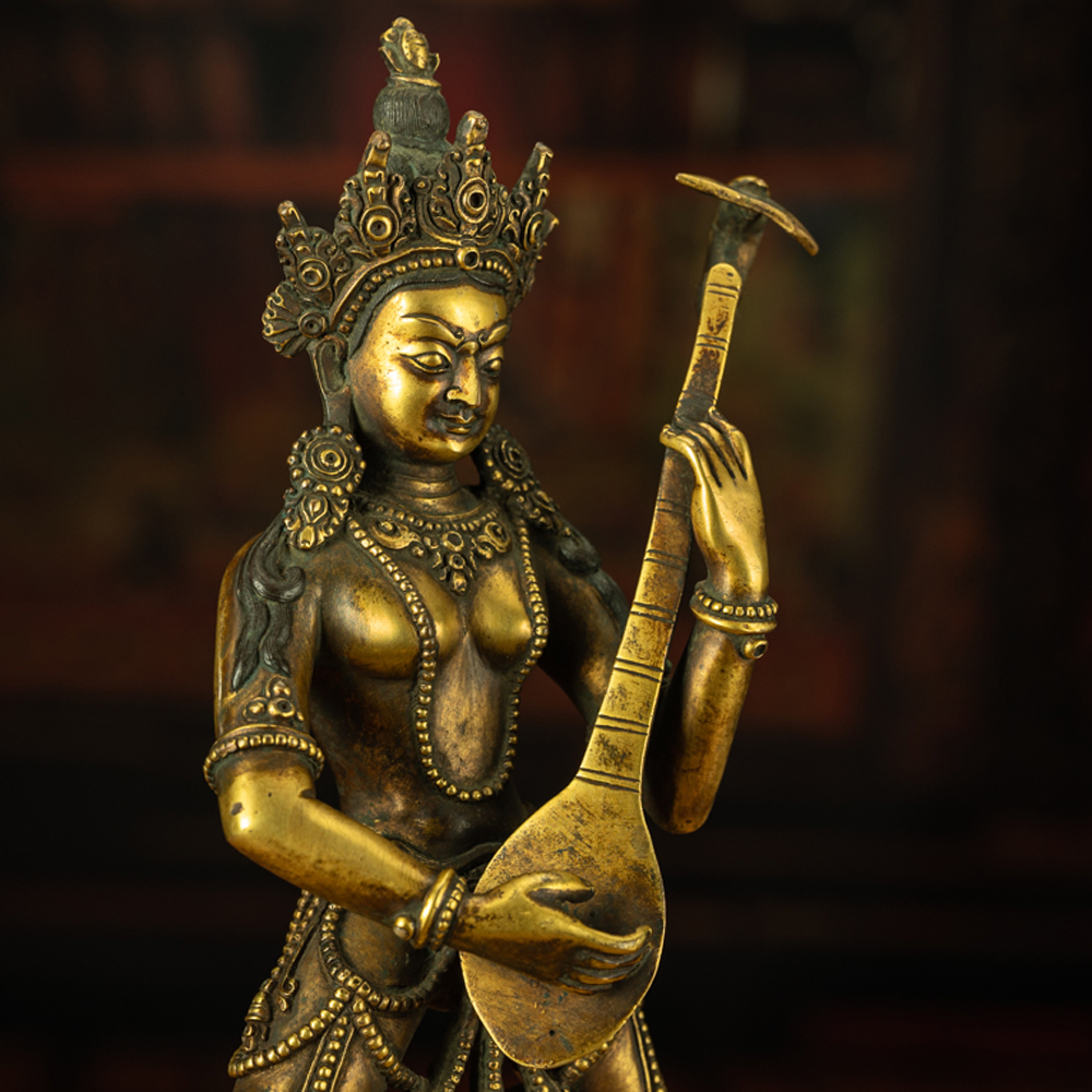 Protective Energy Copper Saraswati Buddha Statue