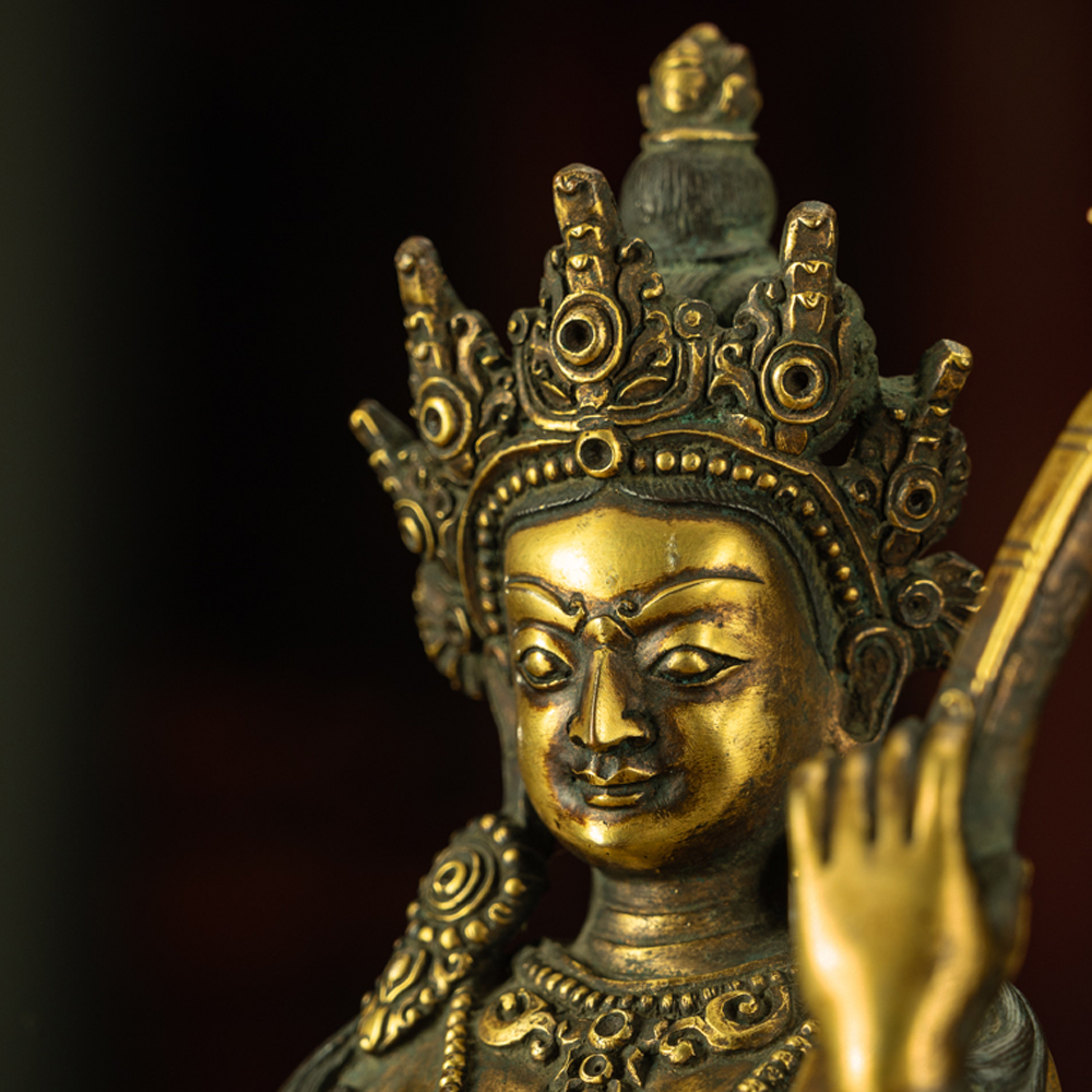 Protective Energy Copper Saraswati Buddha Statue