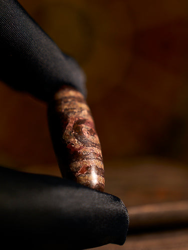 Agate “Three-Eyed Treasure Canopy” Dzi Bead