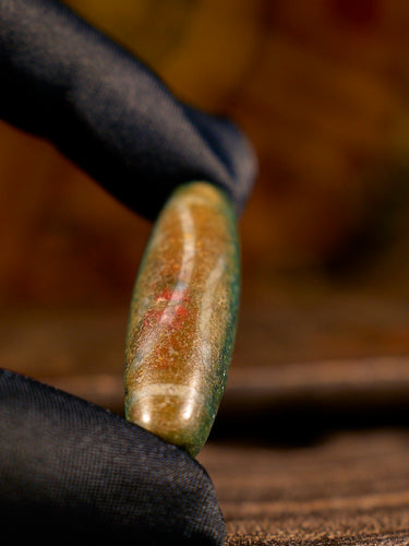 Auspicious Union Dragon Two-Eyed Agate Dzi Bead