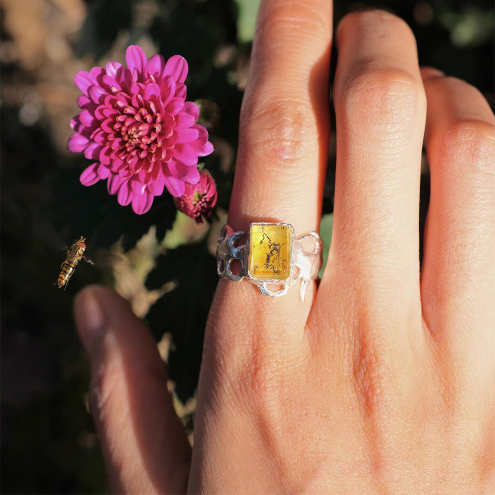 Shield of Light Citrine Protection Sterling Silver Crystal Rings