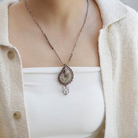 The Force Energy Clear Quartz Ammonite Pendants