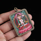 Mahasthamaprapta Tibetan Thangka Pendant with the Eight Auspicious Tibetan Signs Shell puretibetan