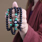 Obsidian Meditation Bracelet & Obsidian and Turquoise Protection Mala puretibetan