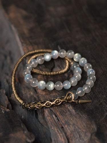 Lunar Glow Labradorite Bracelet with Brass Accents