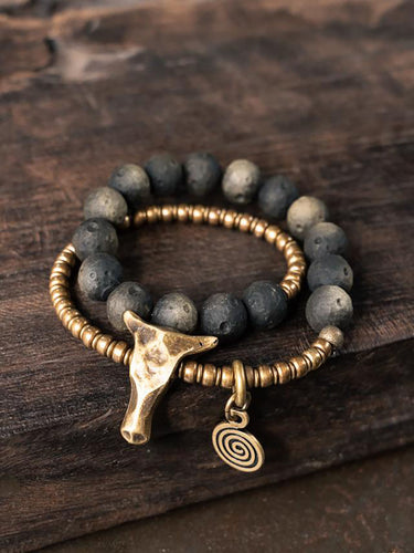 Golden Obsidian Courage & Confidence Bracelet with Brass Accents