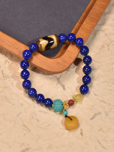 Tranquil Harmony Lapis & Dzi Bracelet