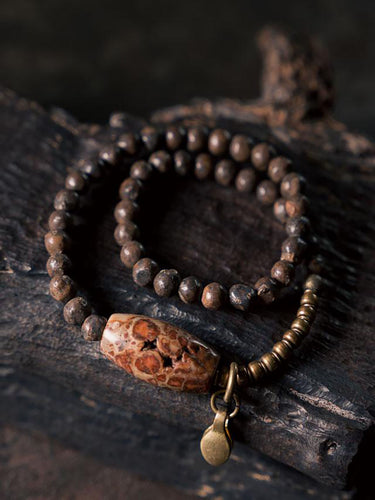 Shaligram Stone Bracelet with Brass Accents – Protection & Purity