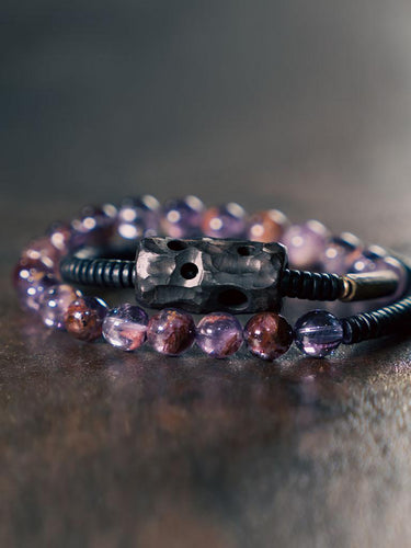Spirit Veil Amethyst & Ebony Wood Bracelet