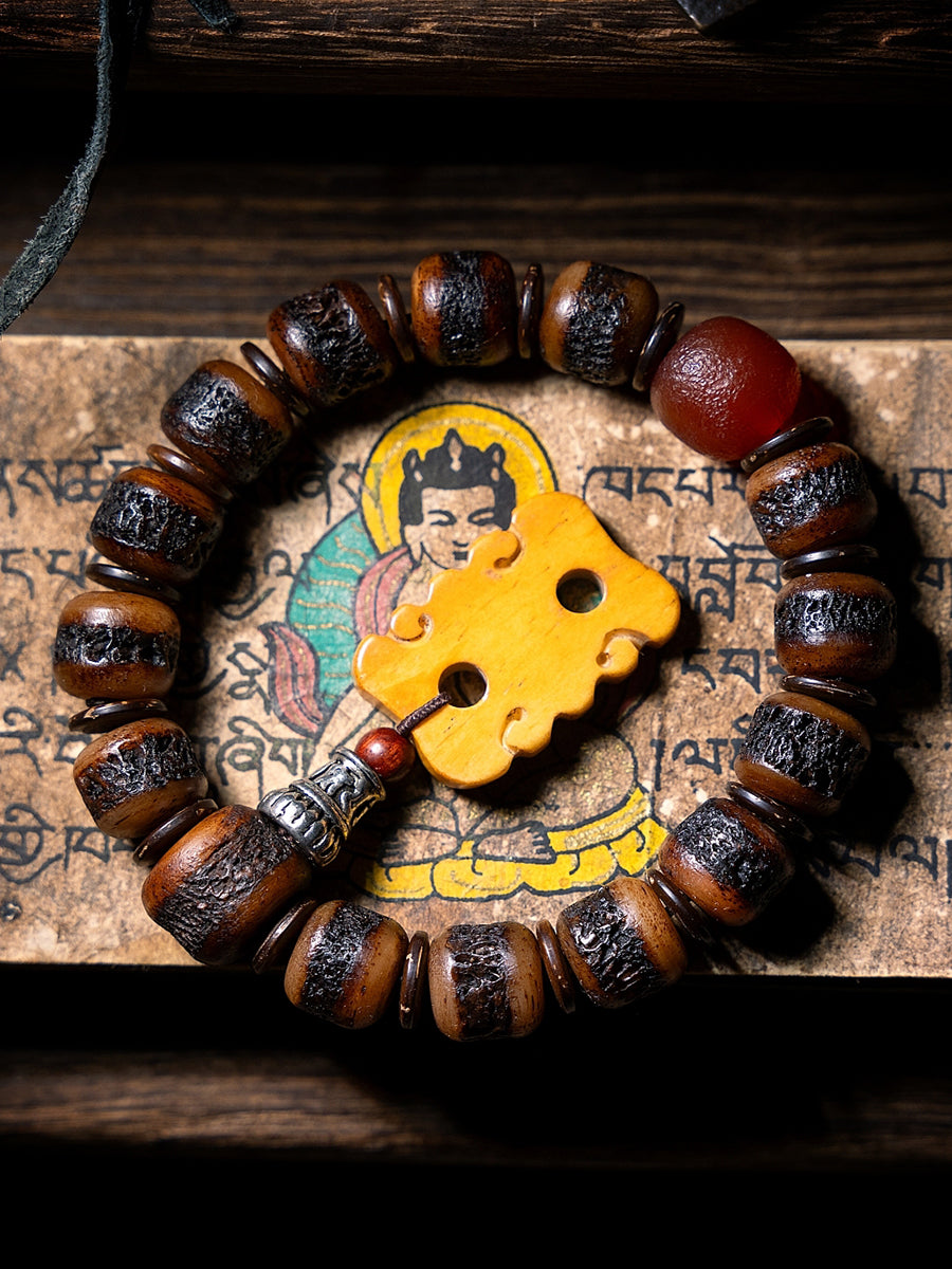 Guardian Agate and Yak Bone Protection Bracelet