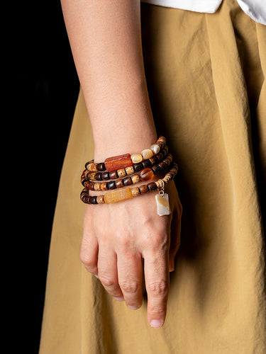 Star Moon Bodhi Aged Seed Mala Bracelet - Men’s Edition