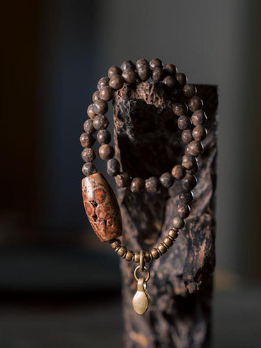 Shaligram Stone Bracelet with Brass Accents – Protection & Purity