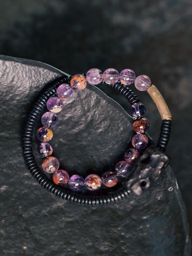 Spirit Veil Amethyst & Ebony Wood Bracelet