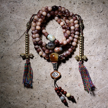 Natural Camel Bone 108 Mala Necklace – Handcrafted Design with Spiritual Protection