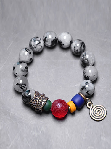 Guardian Energy Bracelet with Black Rutilated Quartz, Ebony & Glaze