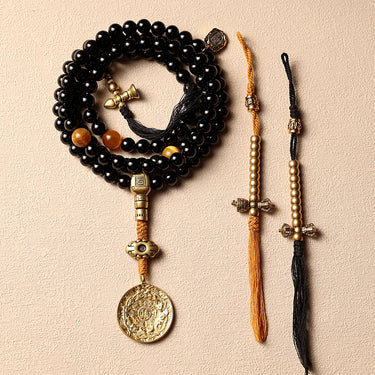 Sacred Protection Mala- Black Agate, Protective Energy, Sacred Design
