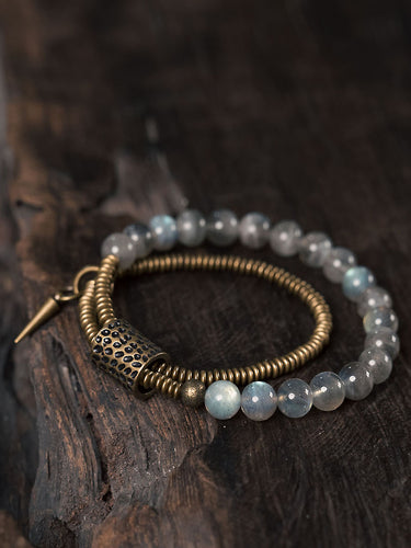 Lunar Glow Labradorite Bracelet with Brass Accents
