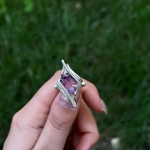 Harmony Insight Shine Amethyst Sterling Silver Crystal Rings