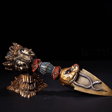 莲花生大师——三面普巴金刚杵密宗法器 puretibetan