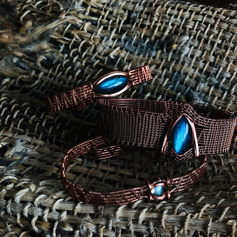 Enduring Wealth Lasting Labradorite Copper Bracelet