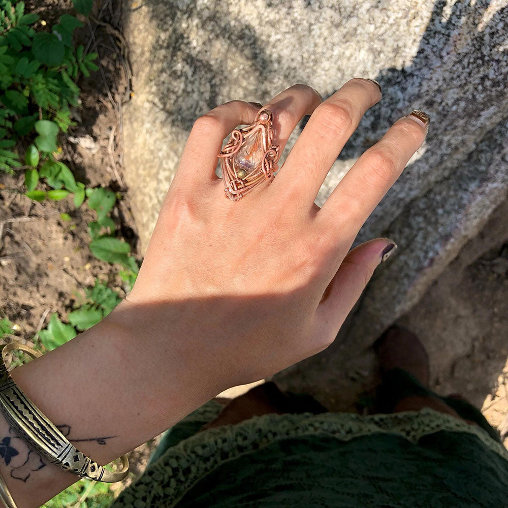 Faithful Wealth Loyal Wire Wrapped Crystal Rings