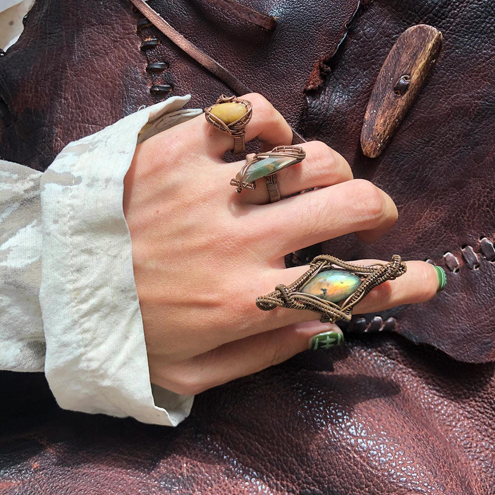 Radiance of Lucky Spirit Labradorite Sterling Silver Rings