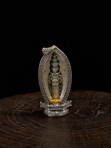 Thousand-Armed Avalokitesvara Turquoise Silver Pendant