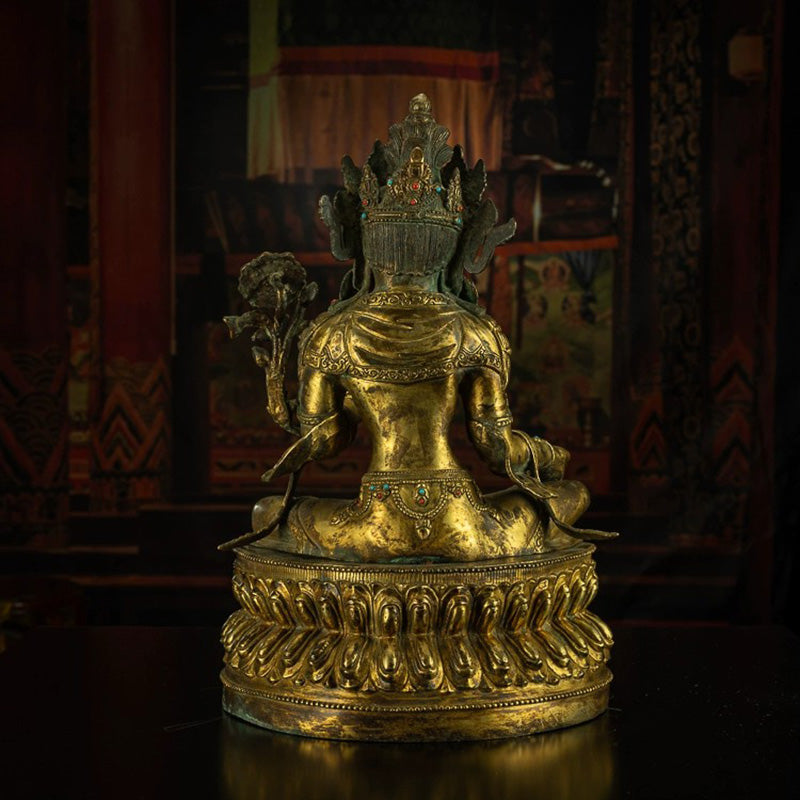 Rare and Important 18th Century Tara Tibetan Antique Buddha Statue Bronze Gilt puretibetan