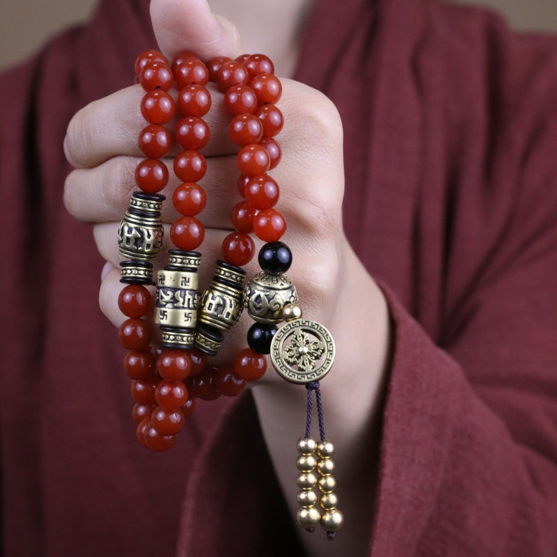 Southern Red Agate and Obsidian Health Mala puretibetan