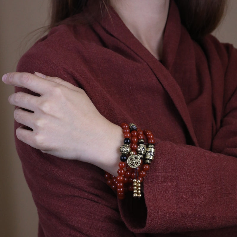 Southern Red Agate and Obsidian Health Mala puretibetan