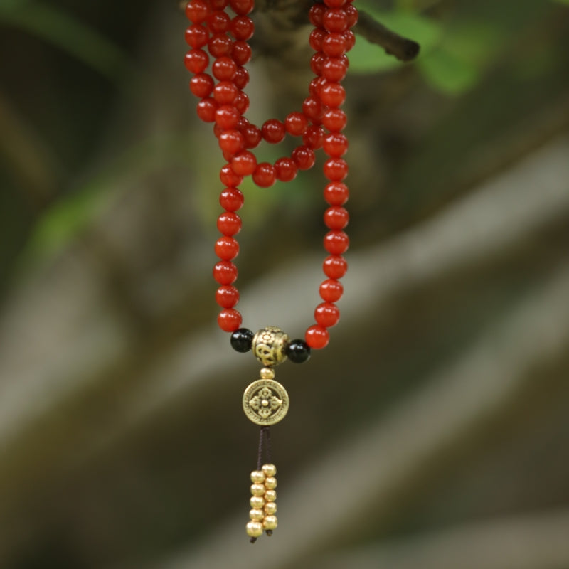 Southern Red Agate and Obsidian Health Mala puretibetan