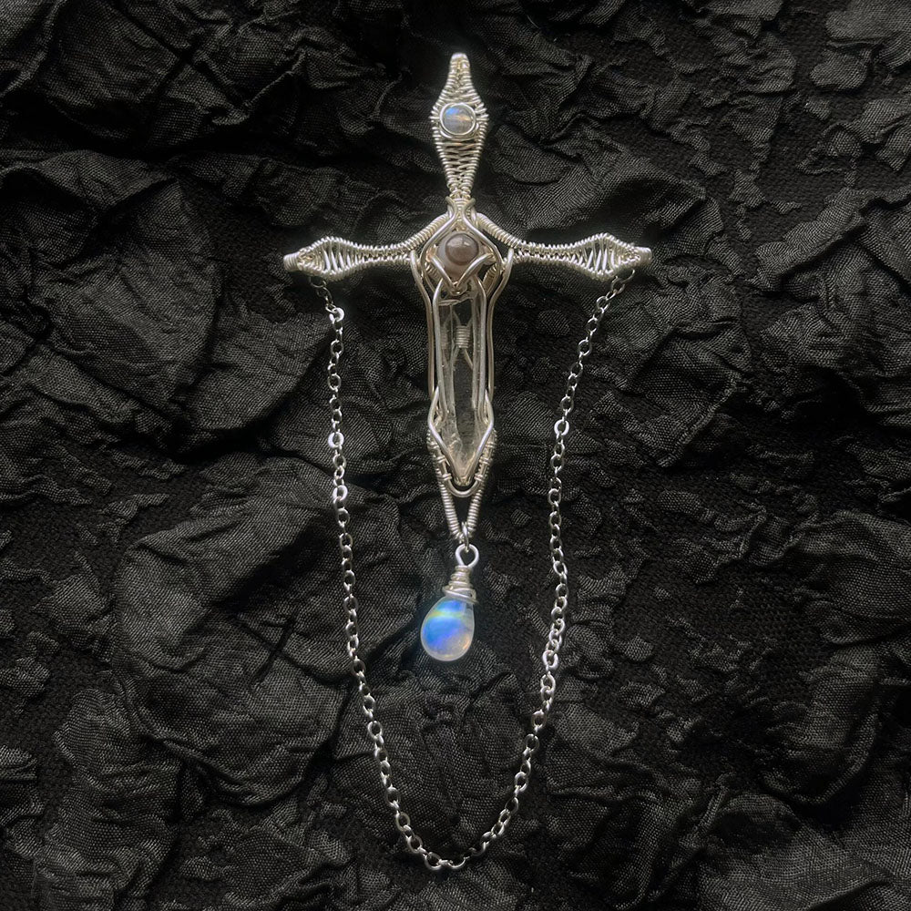 Sentinel of Light Guardian Clear Quartz Crystal Pendant