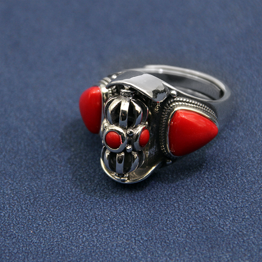 Lucky Dawn Embrace Turquoise Coral Sterling Silver Rings