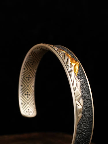 KAILASH Mountain Sacred Summit Gold and Silver Pure Silver Bracelet