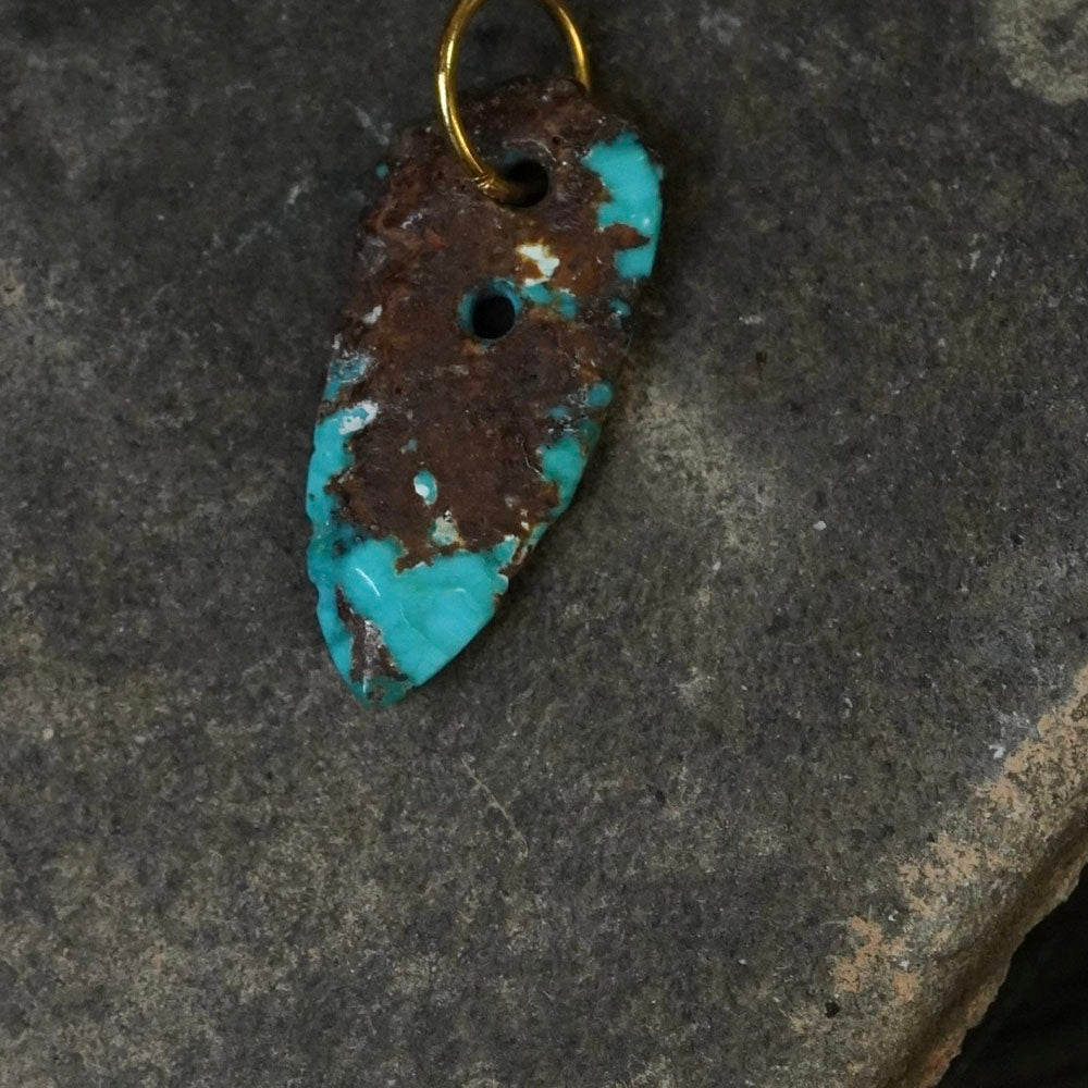 Defended Wealth Shield Unique Raw Turquoise Pendant