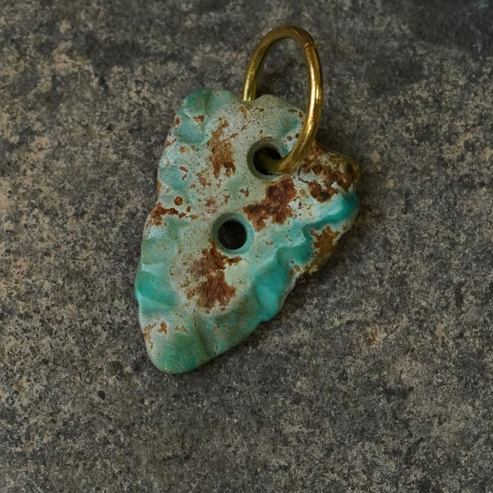 Defended Wealth Shield Unique Raw Turquoise Pendant