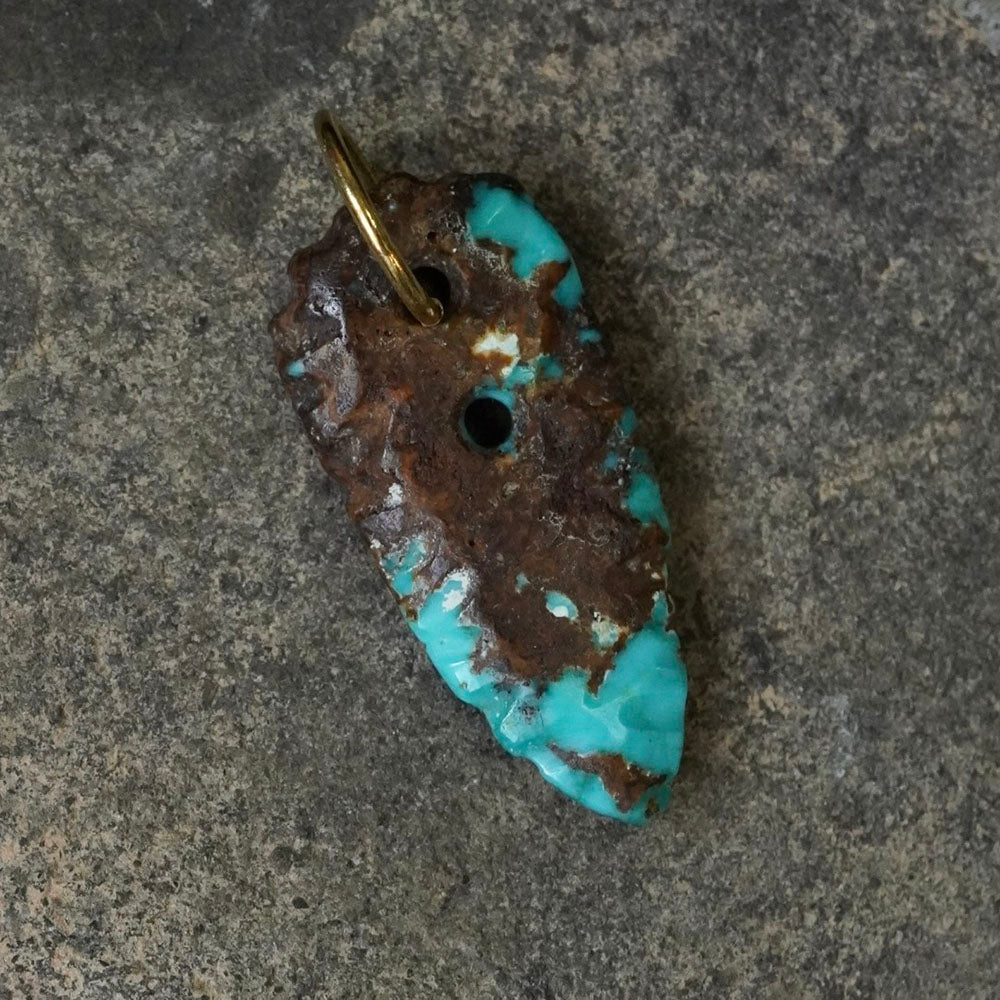 Defended Wealth Shield Unique Raw Turquoise Pendant