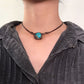 Promised Wealth Pledge Unique Raw Turquoise Clavicle Chain Necklace